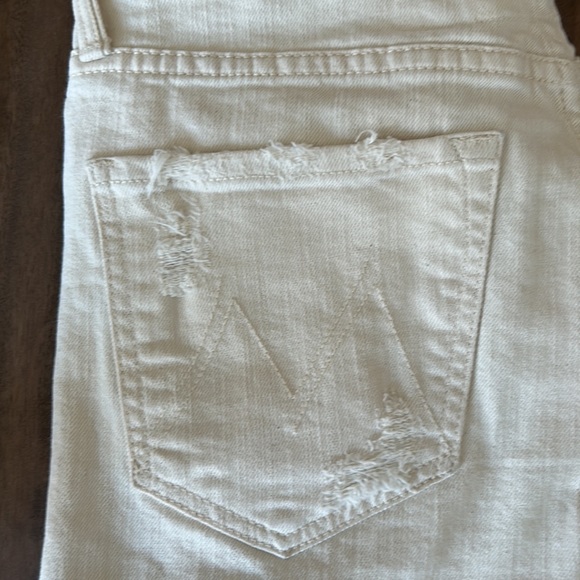 MOTHER Cream Flare Wide Leg Jeans with Raw Hem - Picture 6 of 9